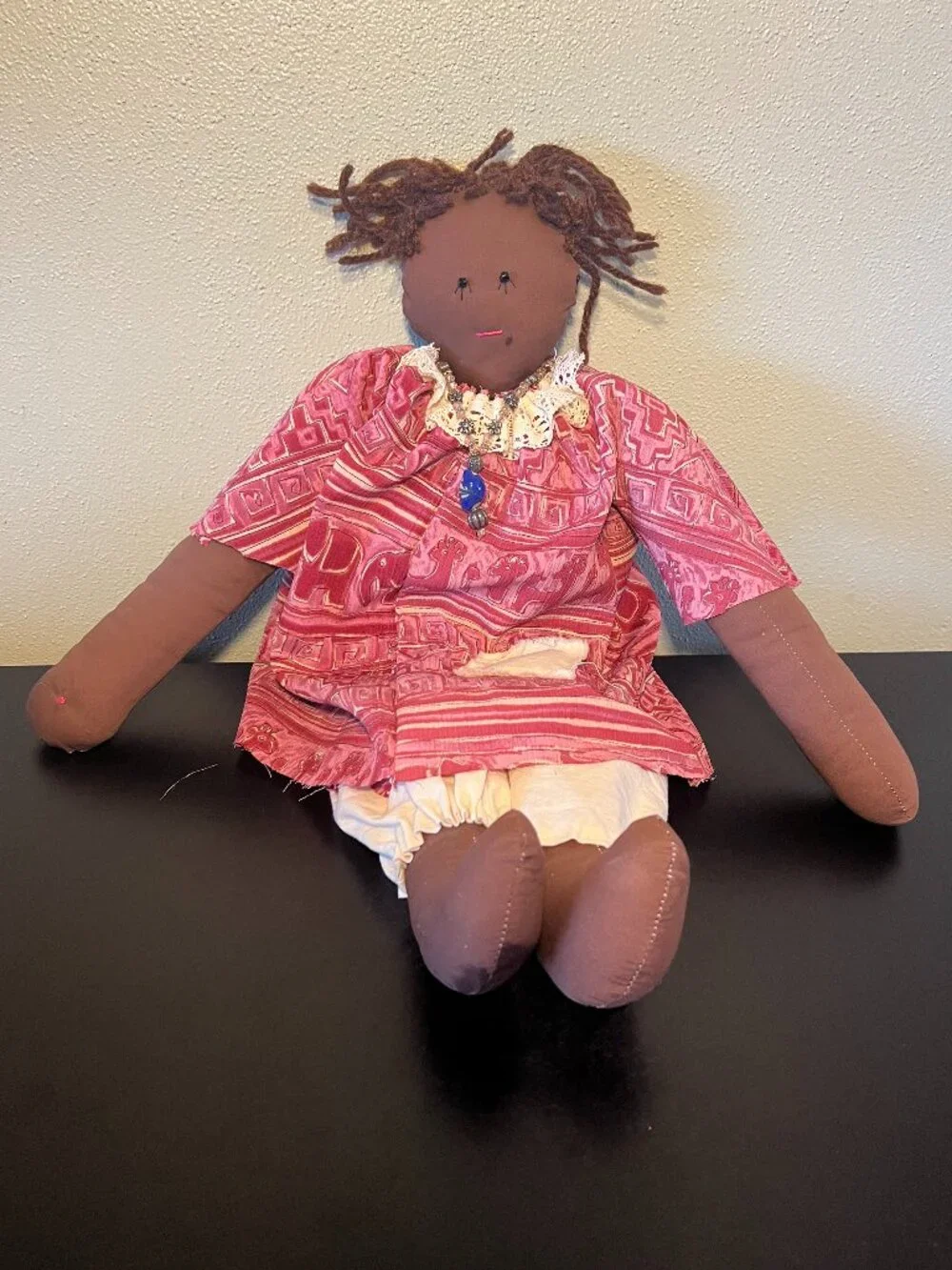 Handmade Folk Art African American Cloth Rag Doll ~ Black Americana ~ Batik - Picture 3 of 14